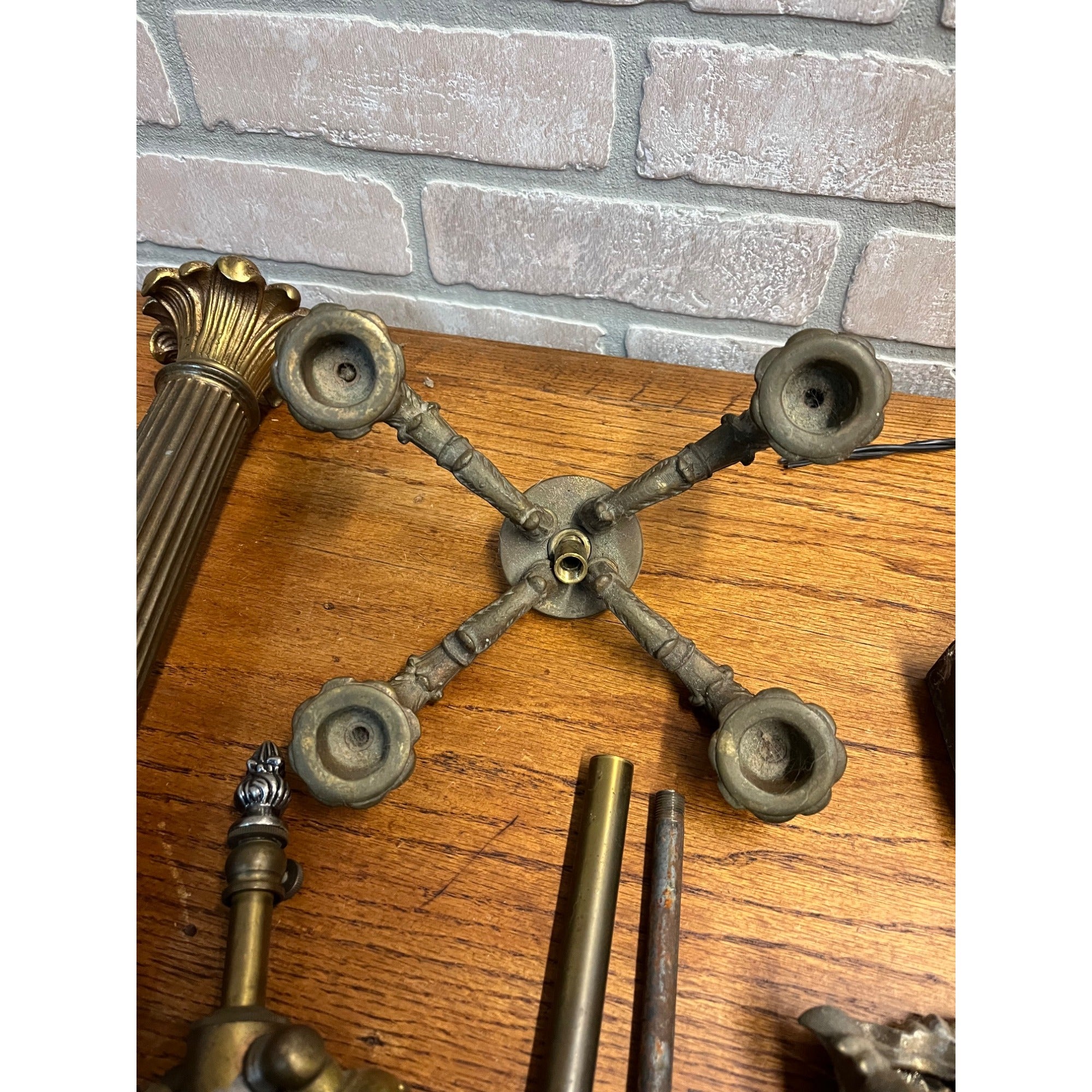 Antique Neoclassical French Bronze Tall Candlestick Electric Lamp PARTS/REPAIR