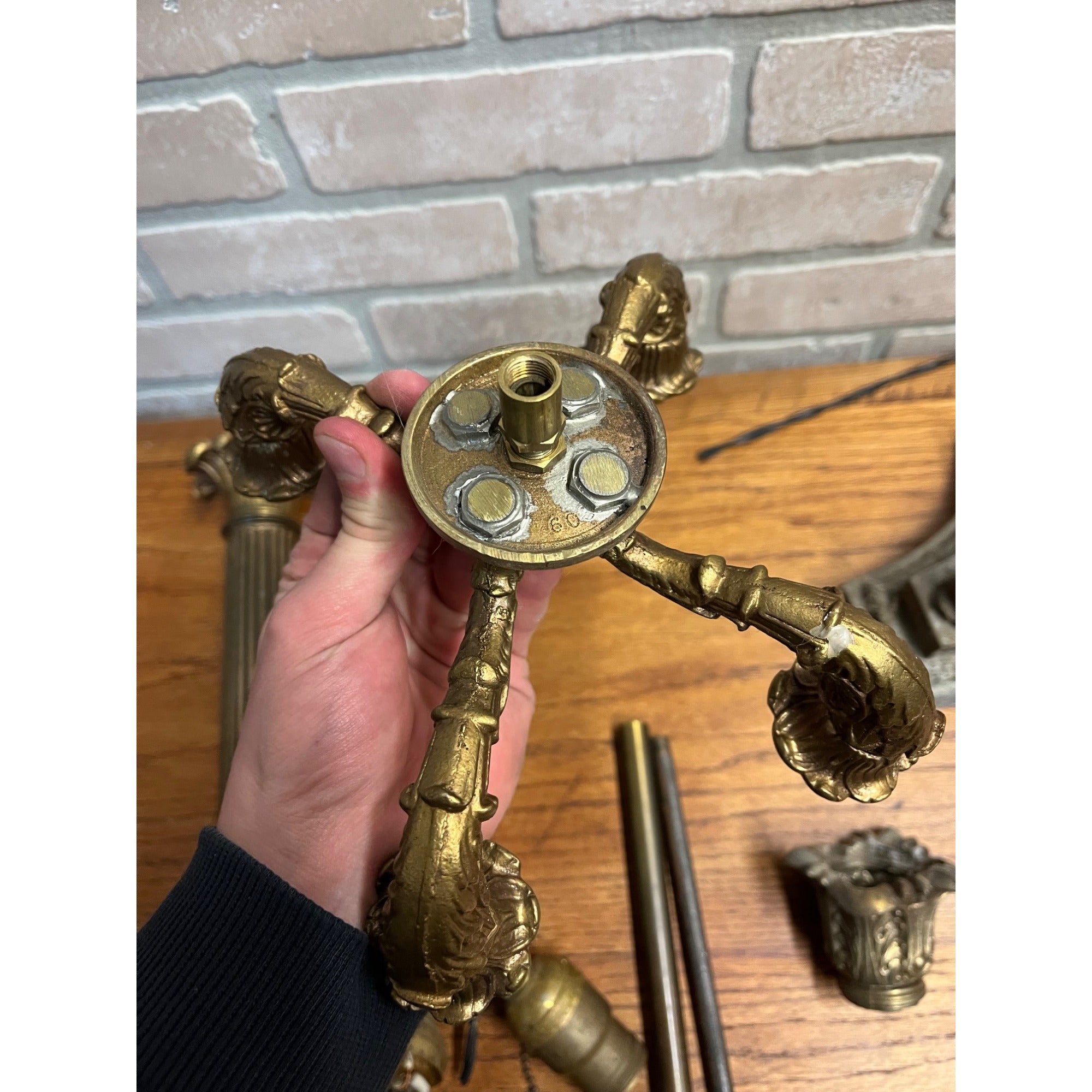 Antique Neoclassical French Bronze Tall Candlestick Electric Lamp PARTS/REPAIR