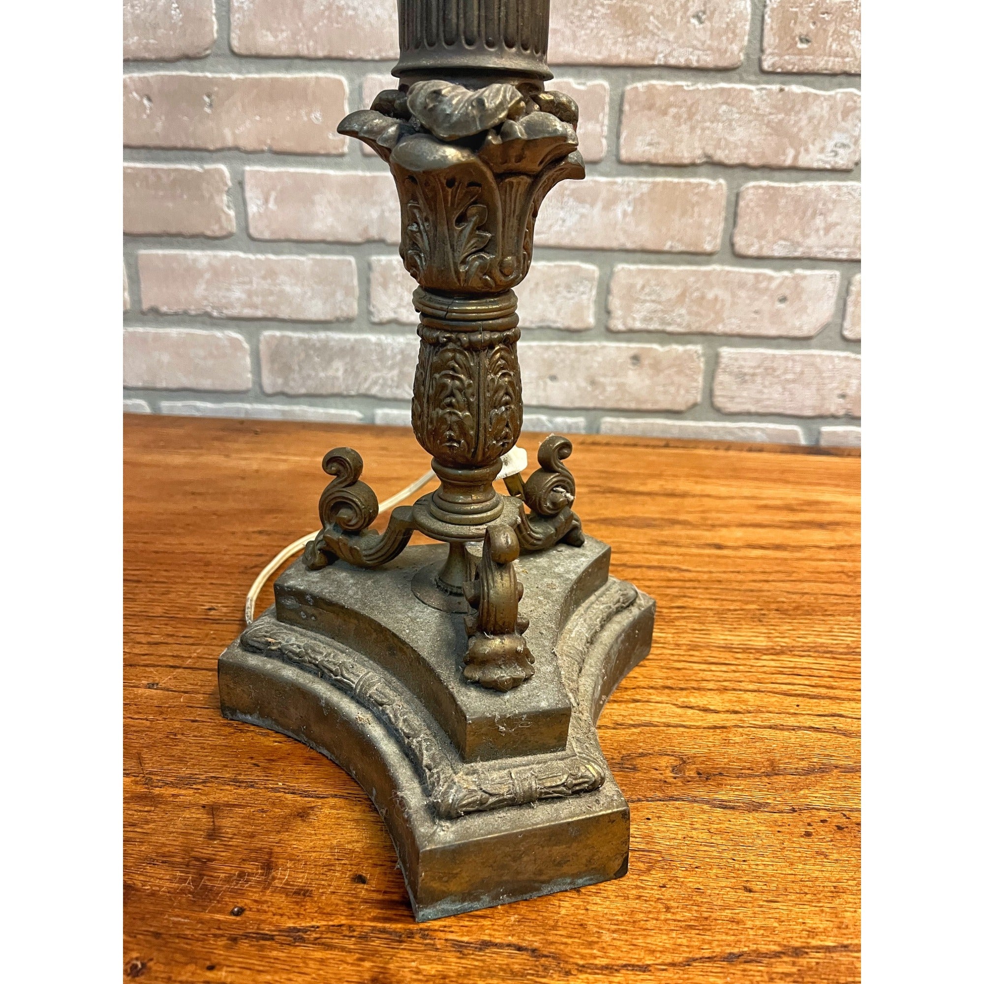 Antique Neoclassical French Bronze Tall Candlestick Electric Lamp PARTS/REPAIR