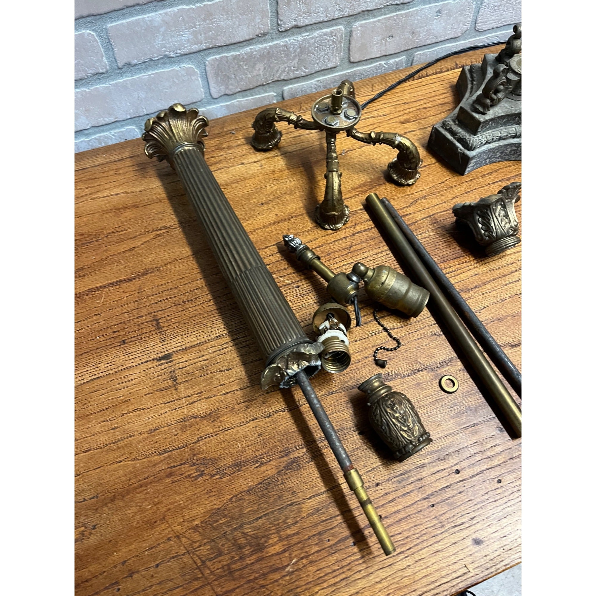 Antique Neoclassical French Bronze Tall Candlestick Electric Lamp PARTS/REPAIR