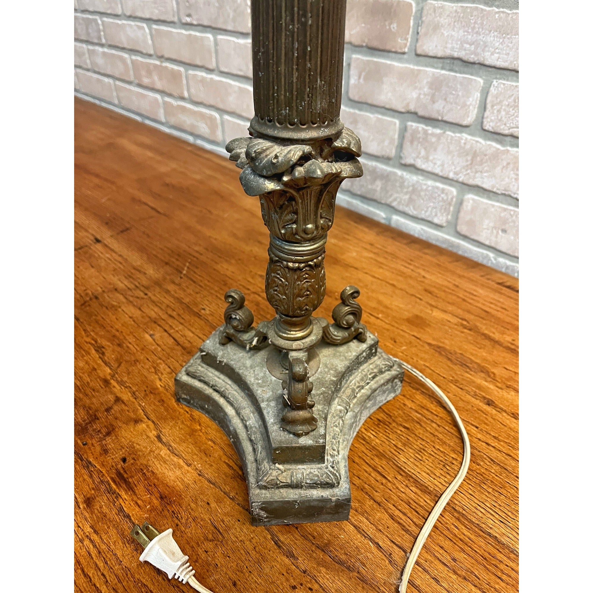 Antique Neoclassical French Bronze Tall Candlestick Electric Lamp PARTS/REPAIR