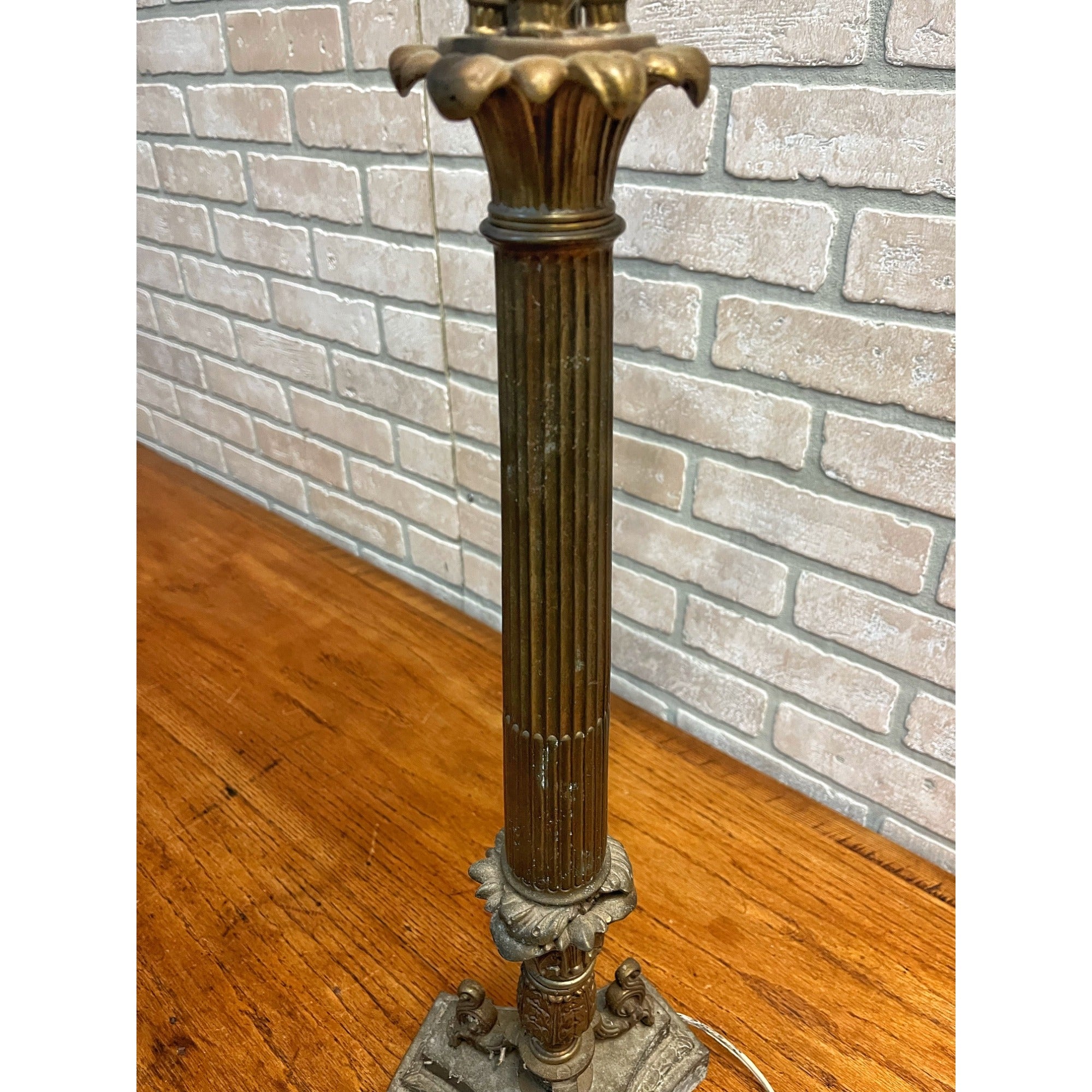 Antique Neoclassical French Bronze Tall Candlestick Electric Lamp PARTS/REPAIR