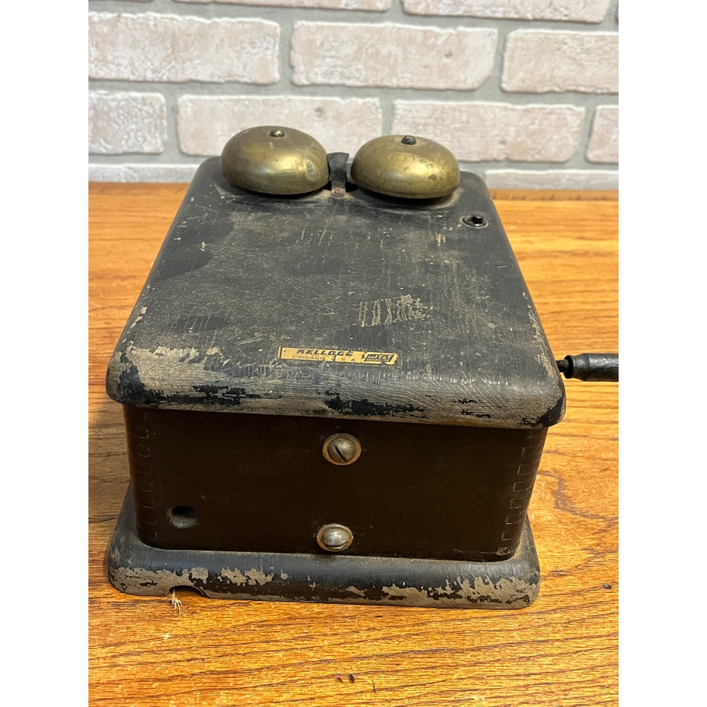 Vintage Kellogg Black Wood Wall Telephone Phone Ringer Bell Box