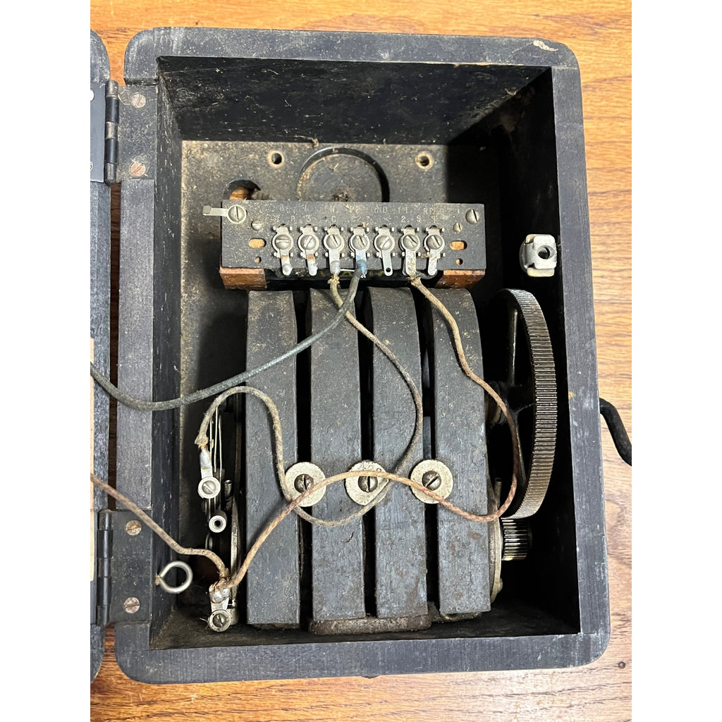 Vintage Kellogg Black Wood Wall Telephone Phone Ringer Bell Box