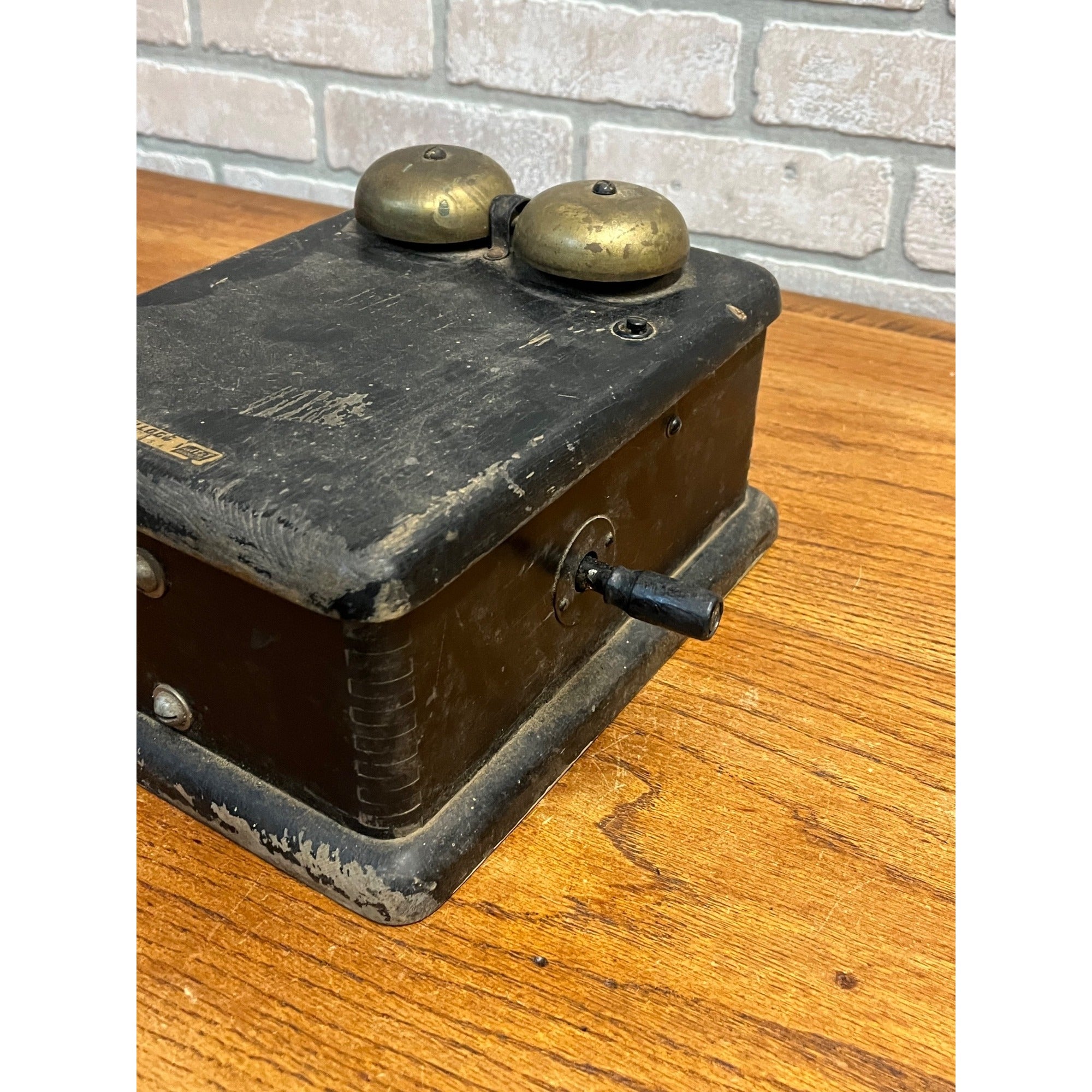 Vintage Kellogg Black Wood Wall Telephone Phone Ringer Bell Box