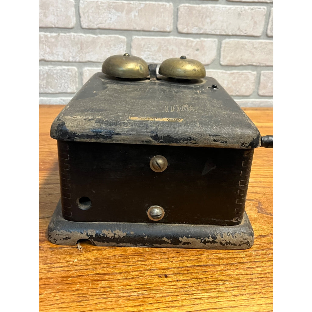 Vintage Kellogg Black Wood Wall Telephone Phone Ringer Bell Box