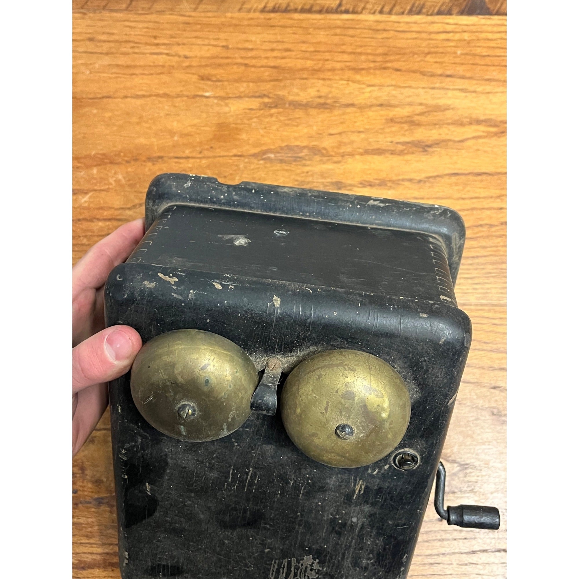 Vintage Kellogg Black Wood Wall Telephone Phone Ringer Bell Box