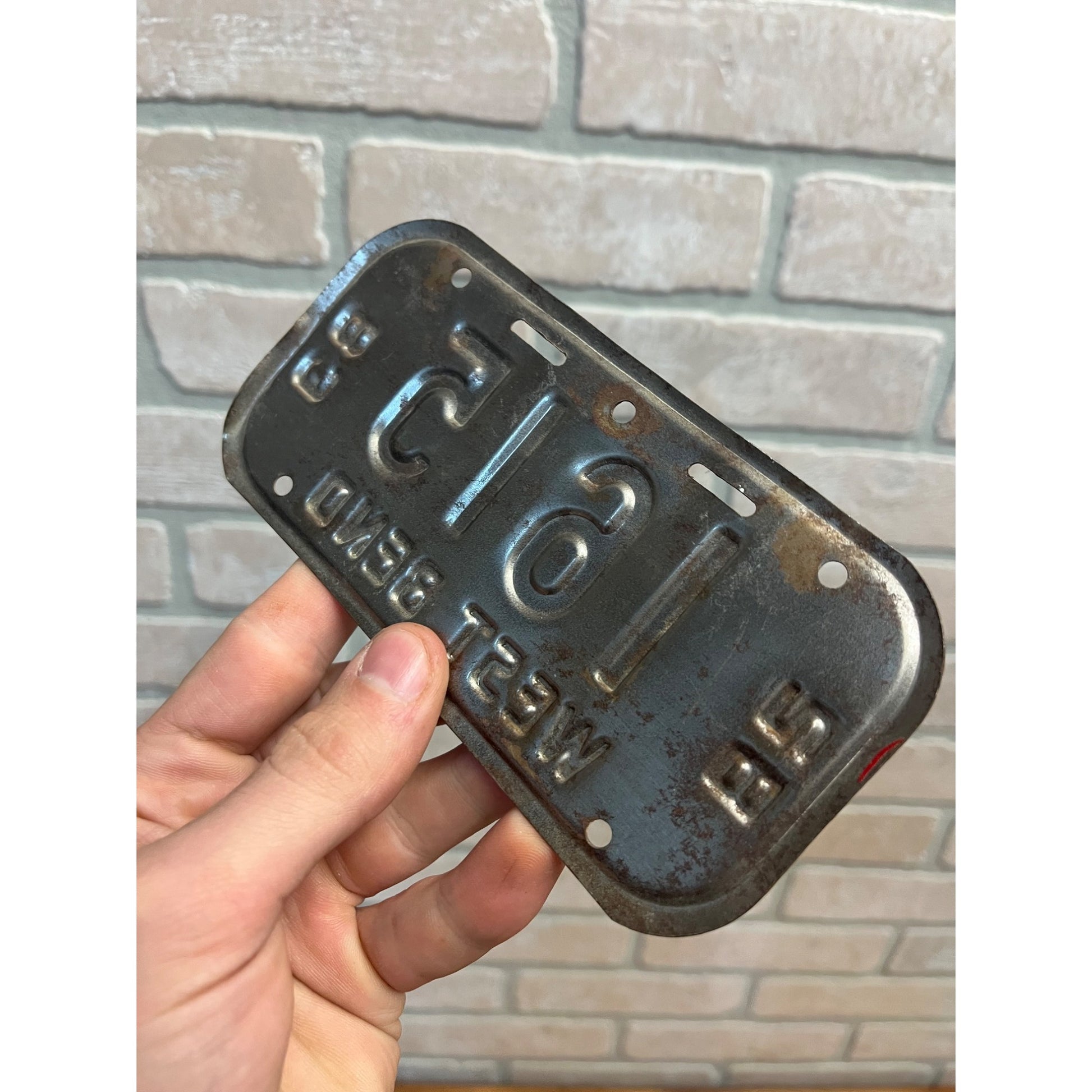 Vintage Wisconsin Bicycle Bike License Plate Embossed West Bend 1982-1983