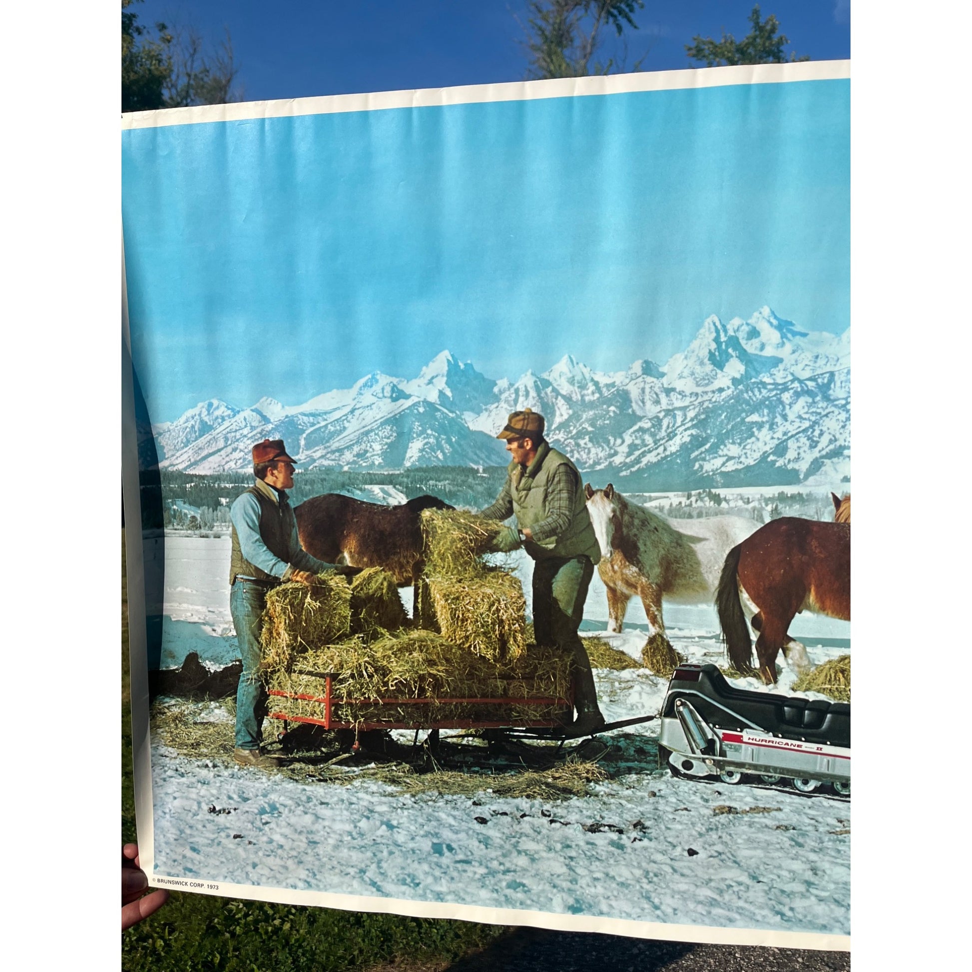 Vintage 1973 Mercury Marine Hurricane Snowmobile Advertising Poster Sign