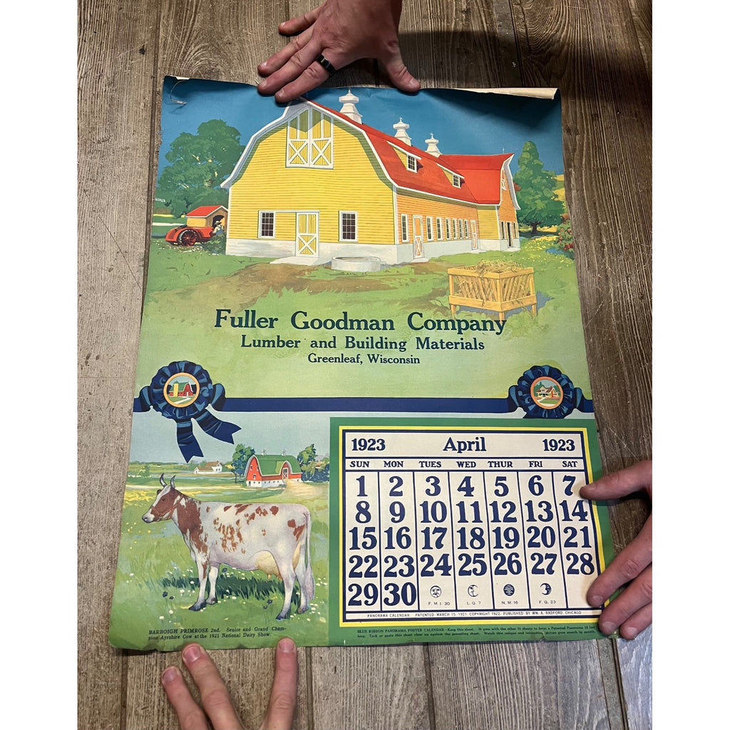 1920s Advertising Calendar Poster Fuller Goodman Farm Barn Dairy Scene