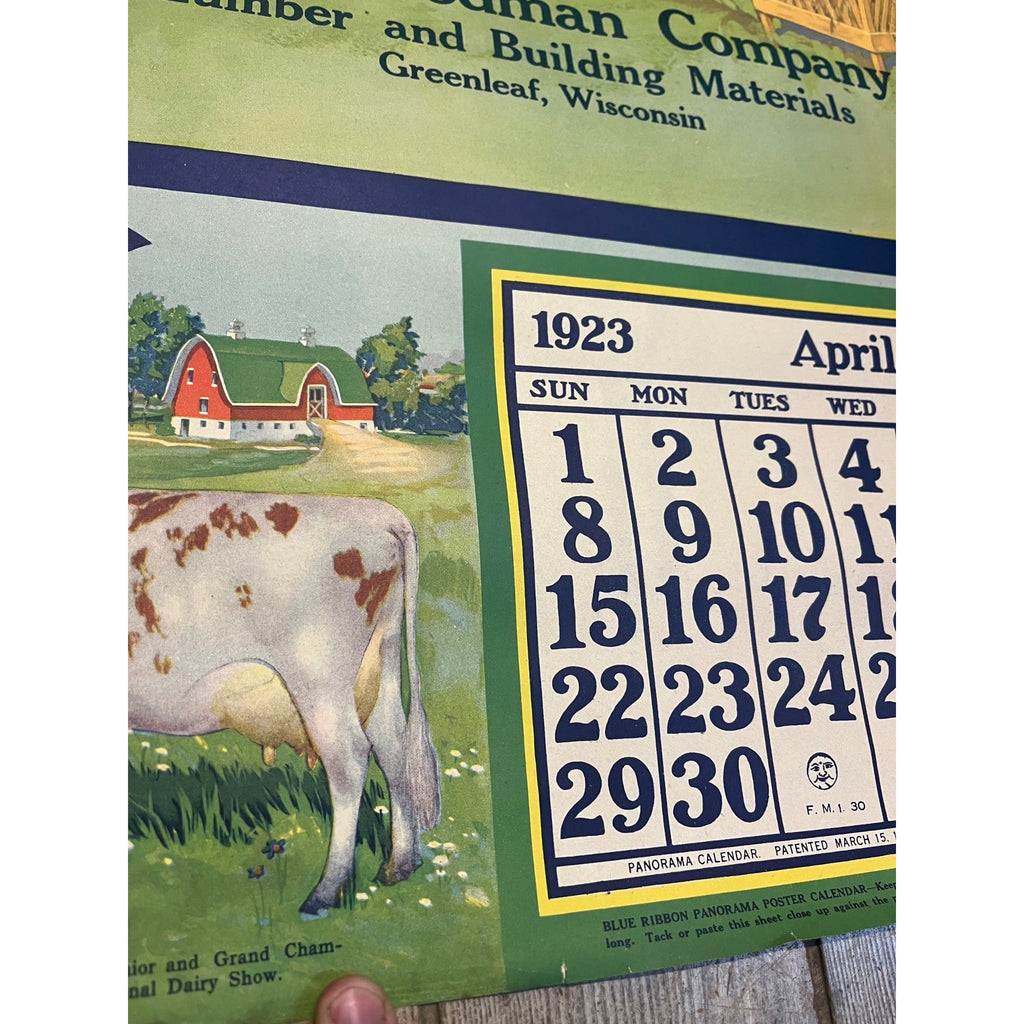 1920s Advertising Calendar Poster Fuller Goodman Farm Barn Dairy Scene