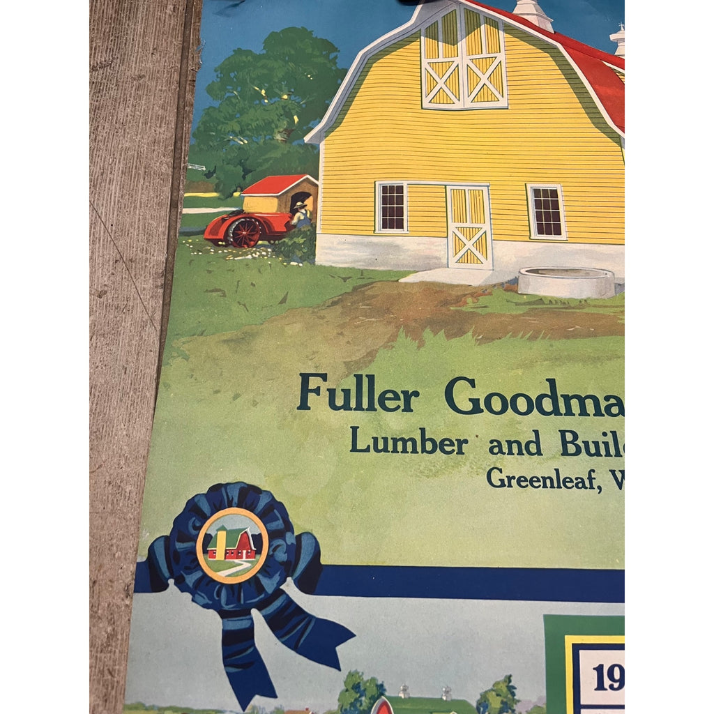 1920s Advertising Calendar Poster Fuller Goodman Farm Barn Dairy Scene