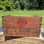 Vintage Pabst Blue Ribbon 2 Dozen Milwaukee Wisconsin Bottle Crate Case Wooden Carrier