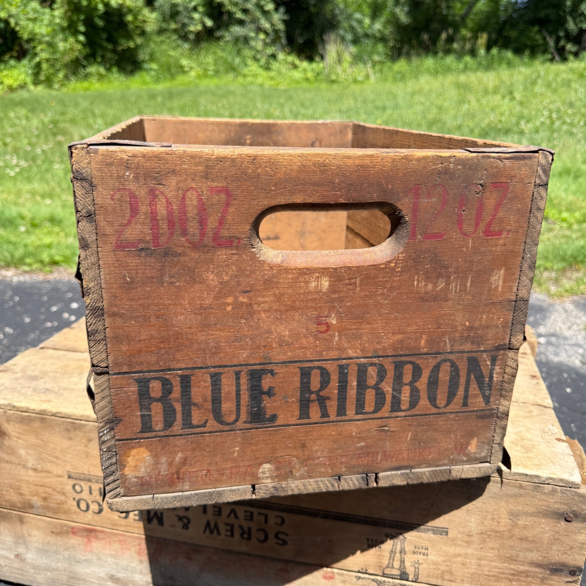 Vintage Pabst Blue Ribbon 2 Dozen Milwaukee Wisconsin Bottle Crate Case Wooden Carrier