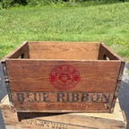 Vintage Pabst Blue Ribbon 2 Dozen Milwaukee Wisconsin Bottle Crate Case Wooden Carrier