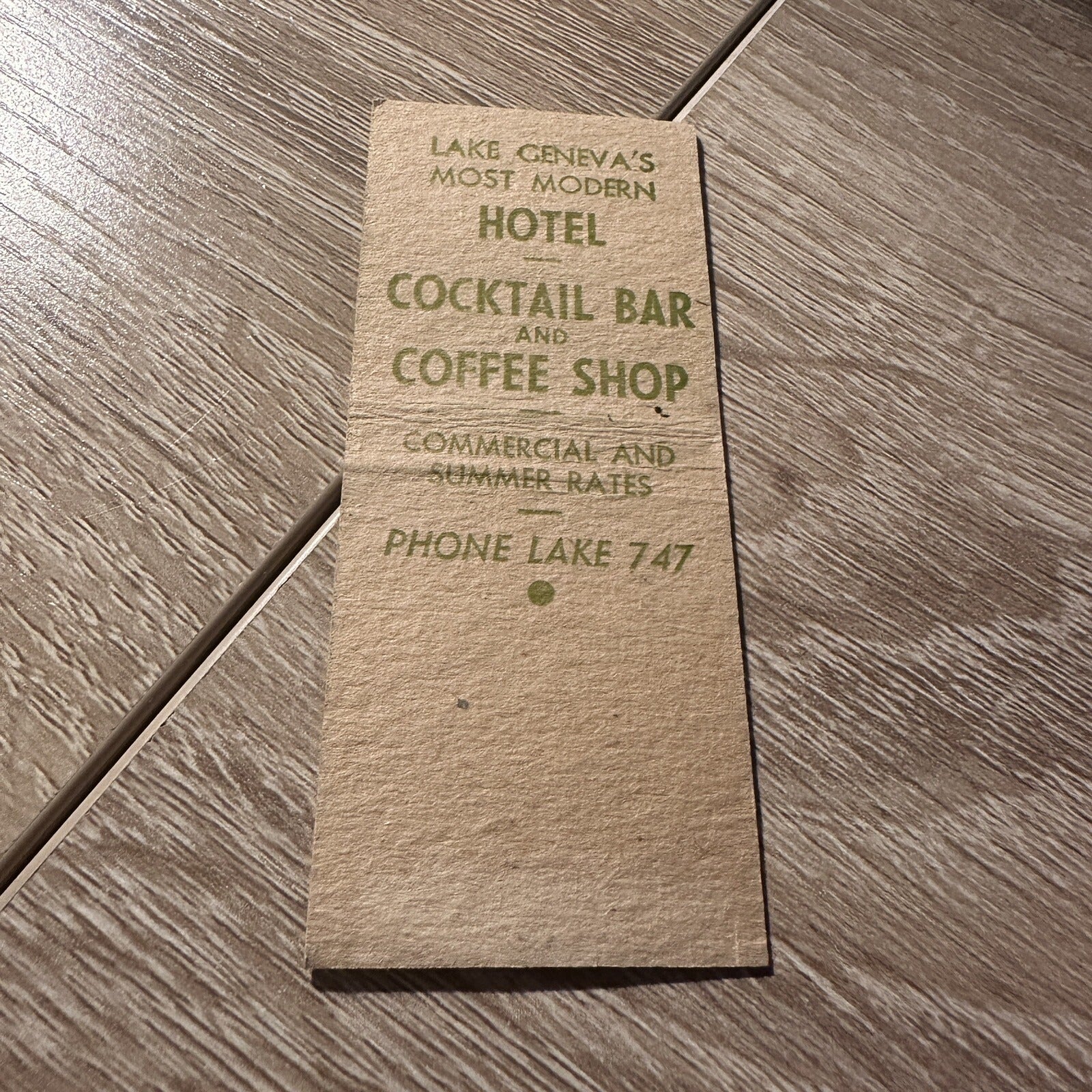 Vintage Surf Hotel Lake Geneva Wisconsin Advertising Matchbook