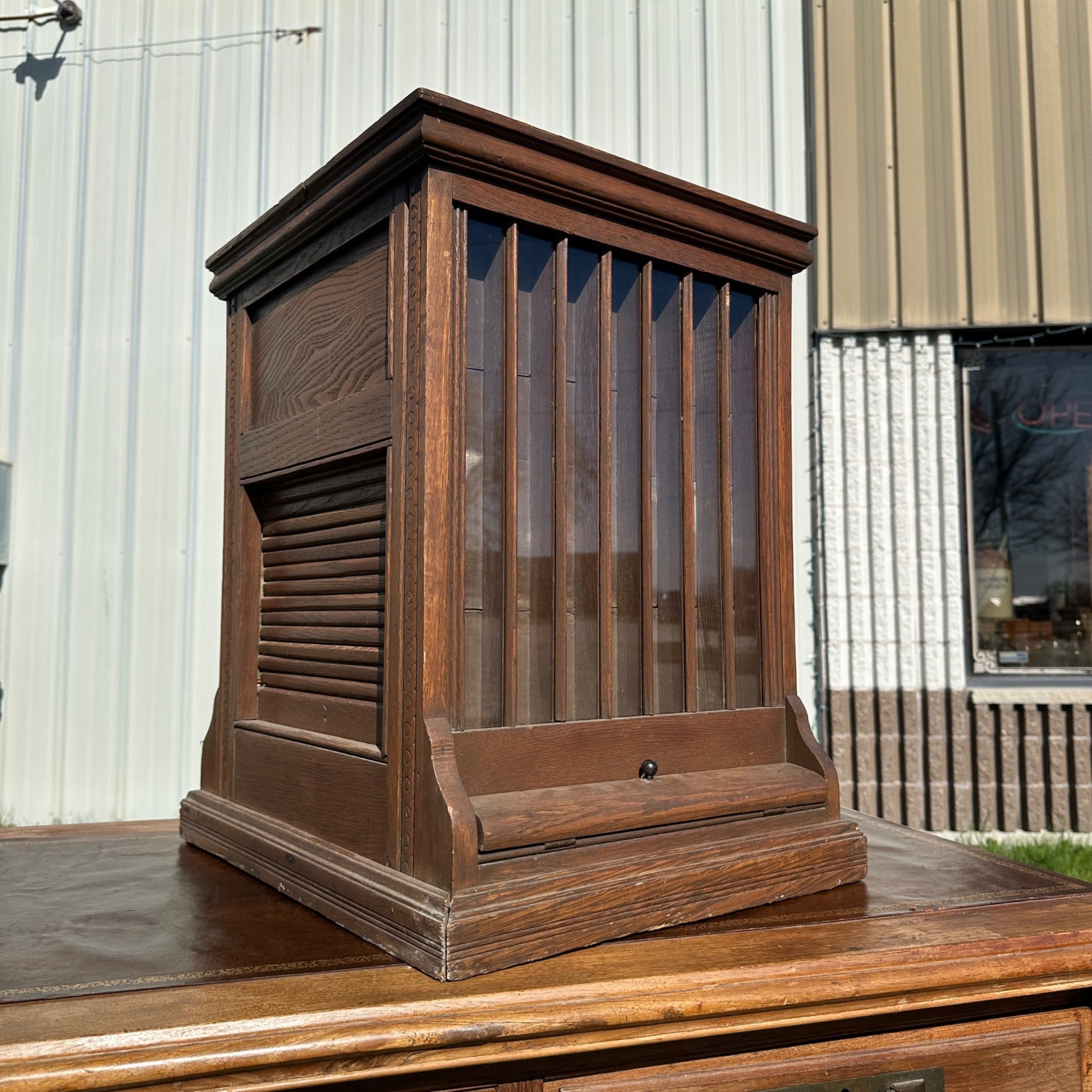 Antique Early 1900s Wooden Spool Cabinet Thread General Store Display