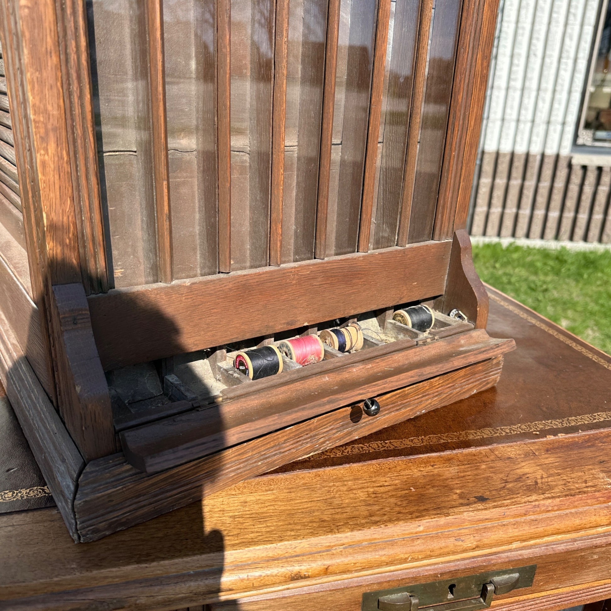 Antique Early 1900s Wooden Spool Cabinet Thread General Store Display