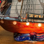 Vintage Mid Century Ceramic TV Lamp Sailboat Ship Yacht Night Light Nautical