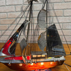 Vintage Mid Century Ceramic TV Lamp Sailboat Ship Yacht Night Light Nautical