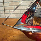 Vintage Mid Century Ceramic TV Lamp Sailboat Ship Yacht Night Light Nautical