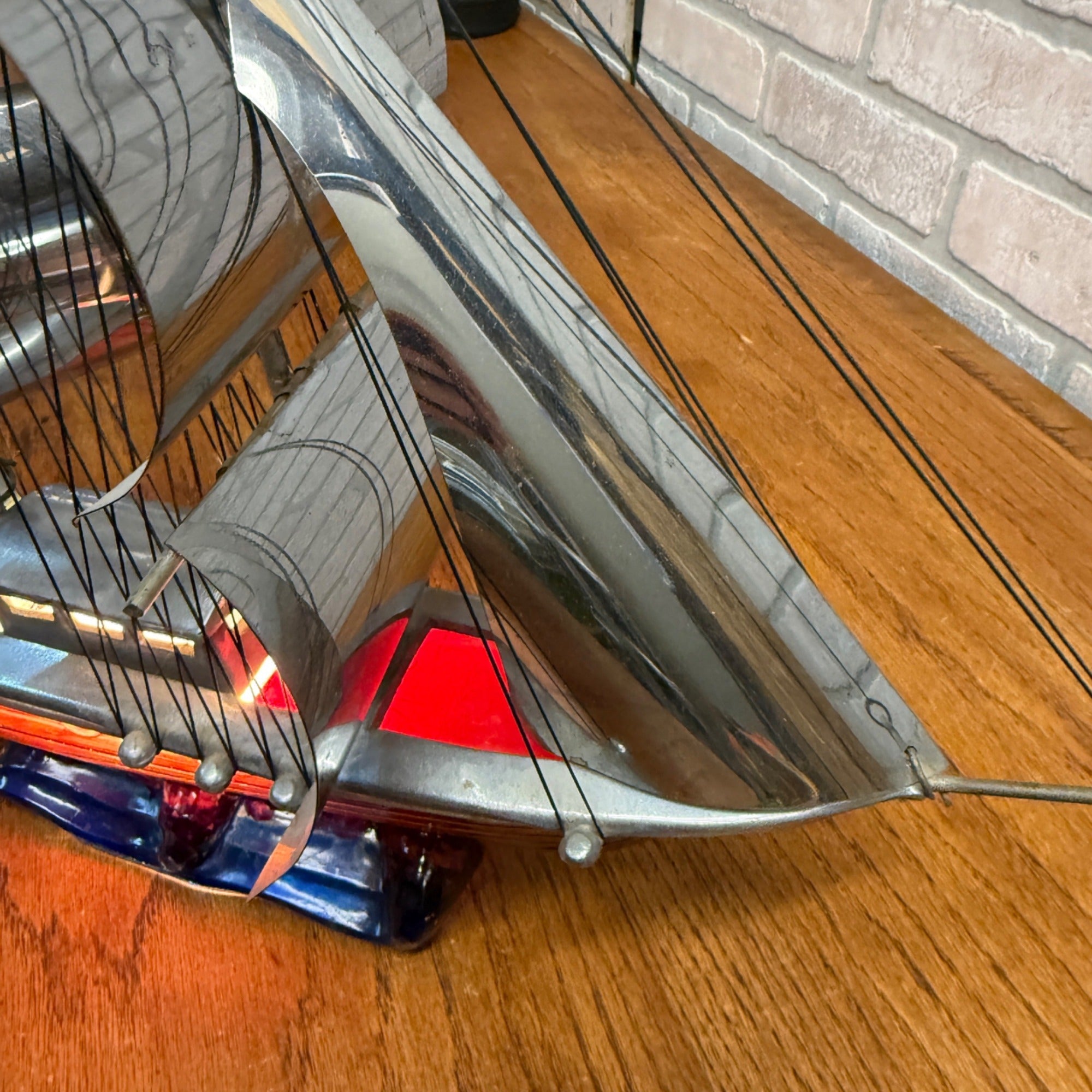 Vintage Mid Century Ceramic TV Lamp Sailboat Ship Yacht Night Light Nautical