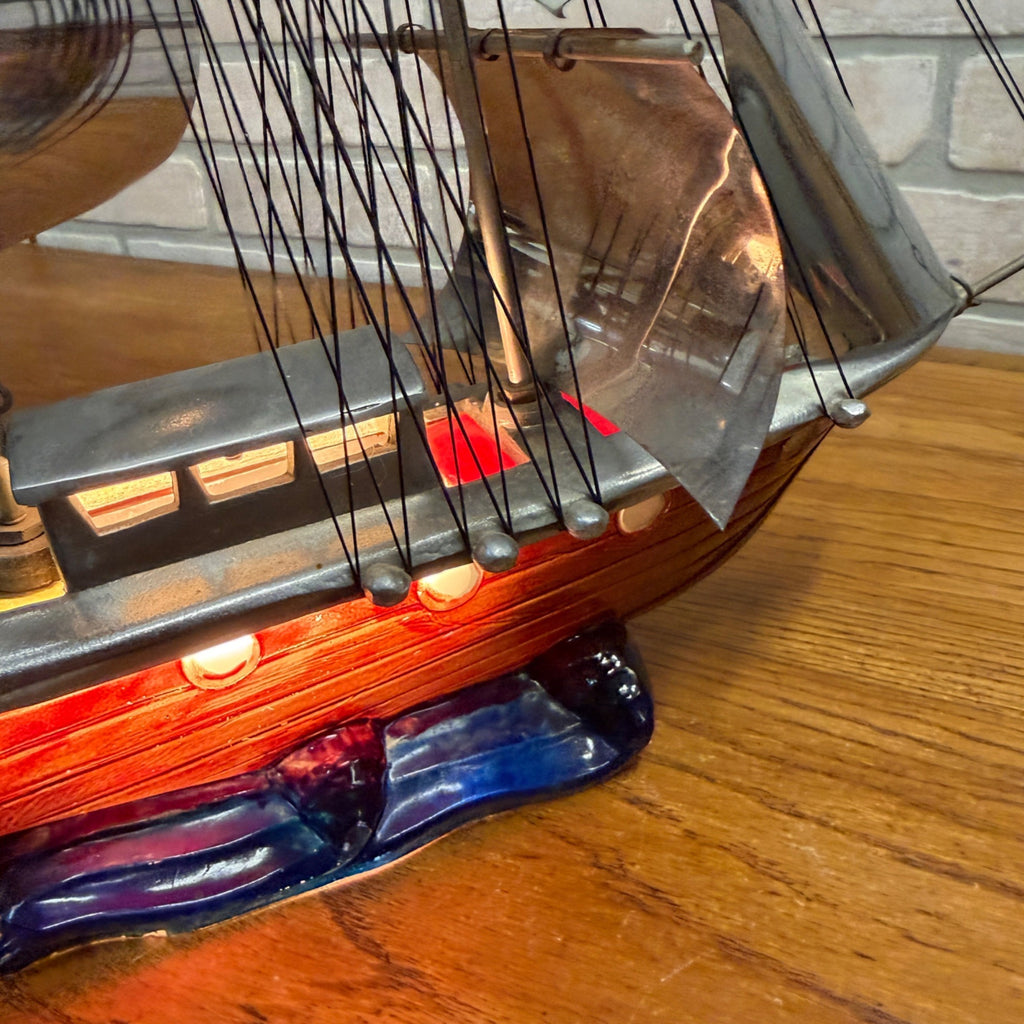 Vintage Mid Century Ceramic TV Lamp Sailboat Ship Yacht Night Light Nautical