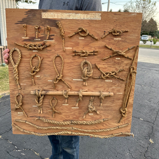 Vintage Knots Folk Art Primitive DIsplay Guide Teaching Board Handmade