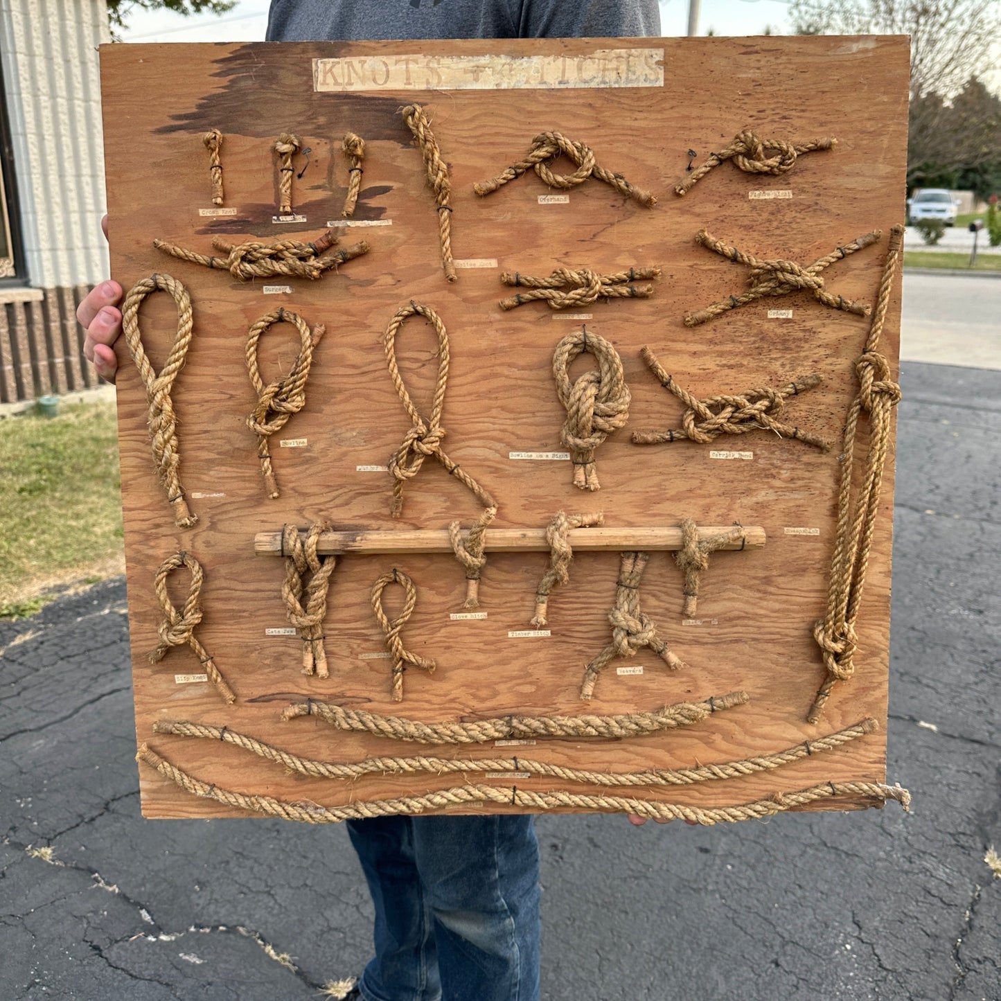 Vintage Knots Folk Art Primitive DIsplay Guide Teaching Board Handmade