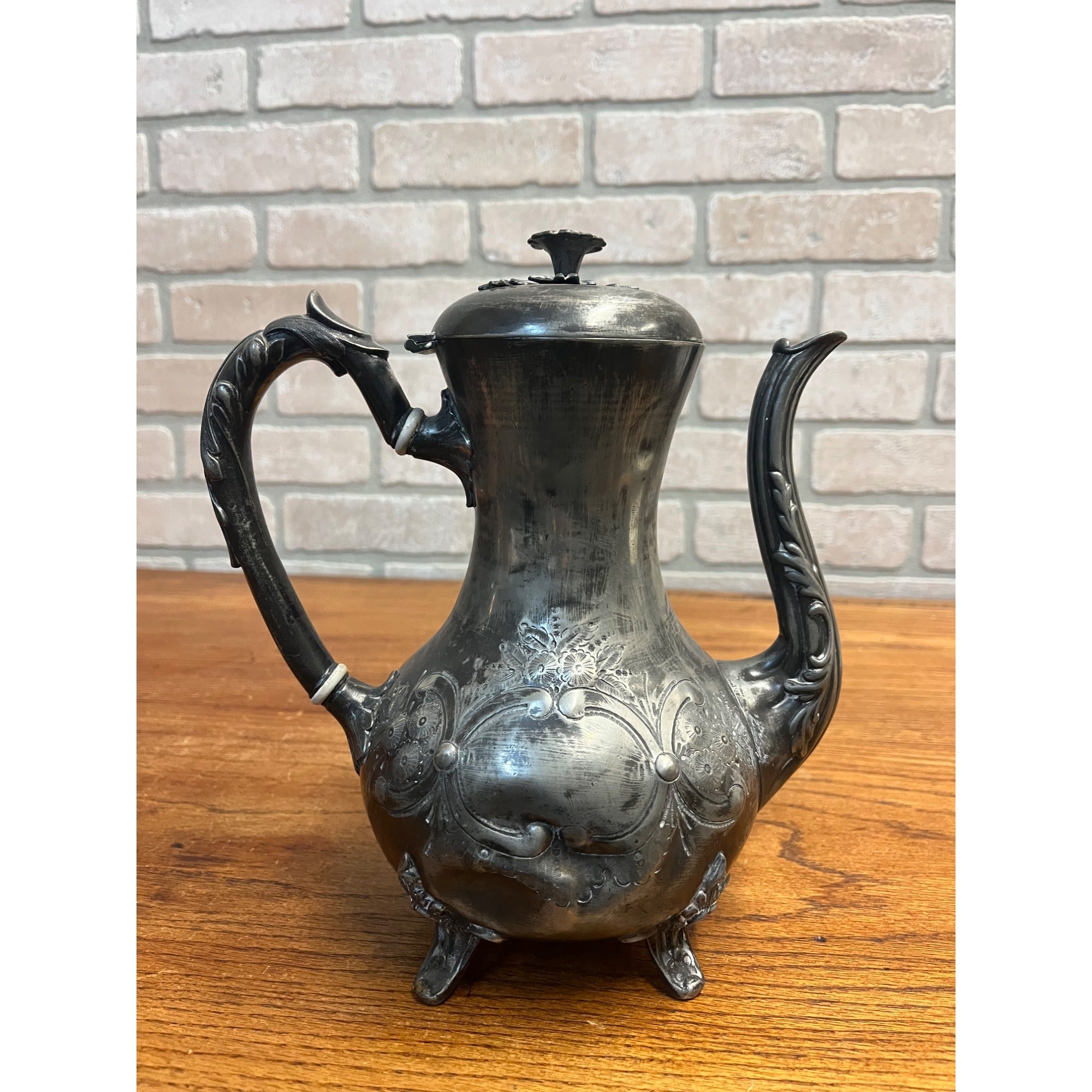 Vintage Sheffield Silver-Plated Tea Pot Water Pitcher Ornate Victorian As-Is