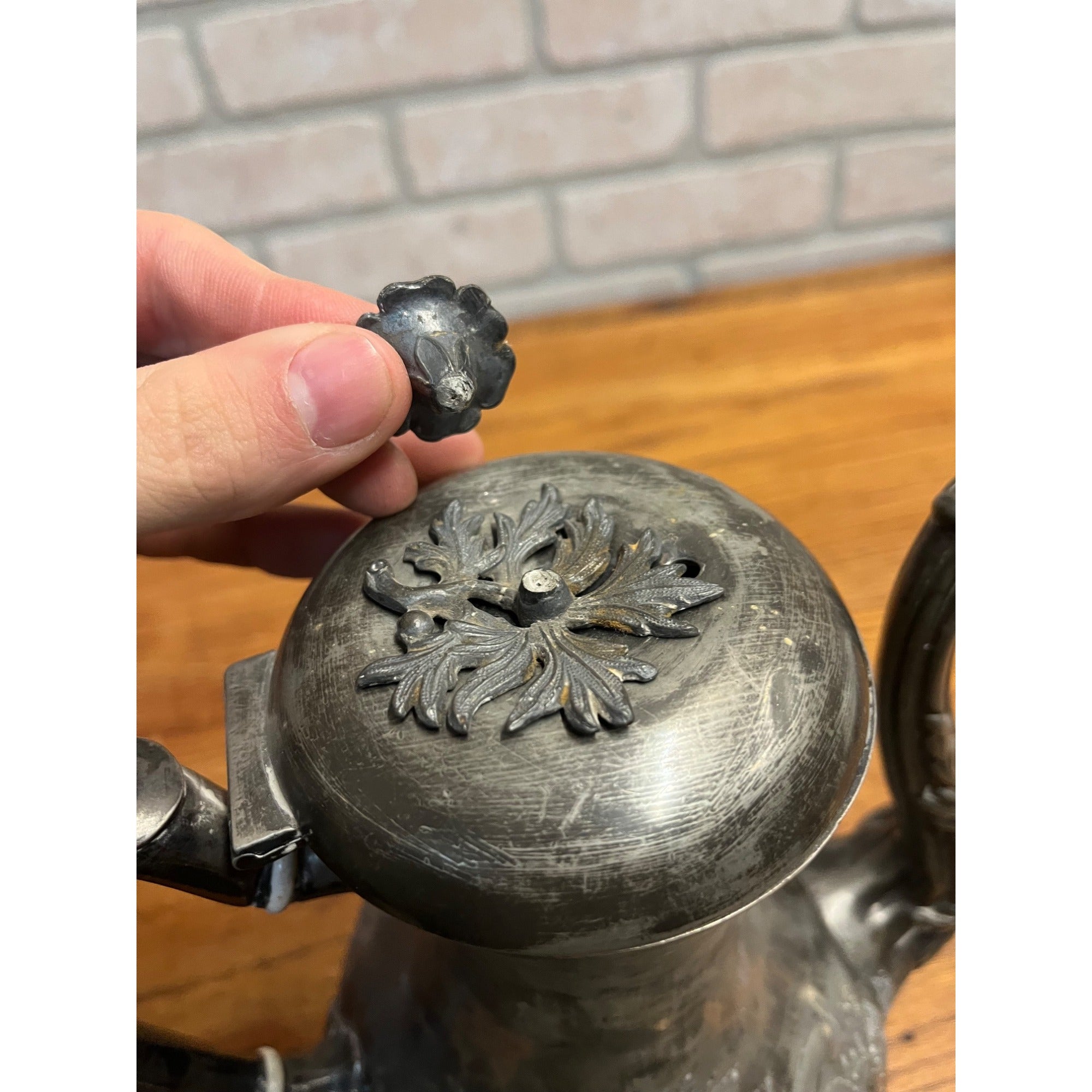 Vintage Sheffield Silver-Plated Tea Pot Water Pitcher Ornate Victorian As-Is