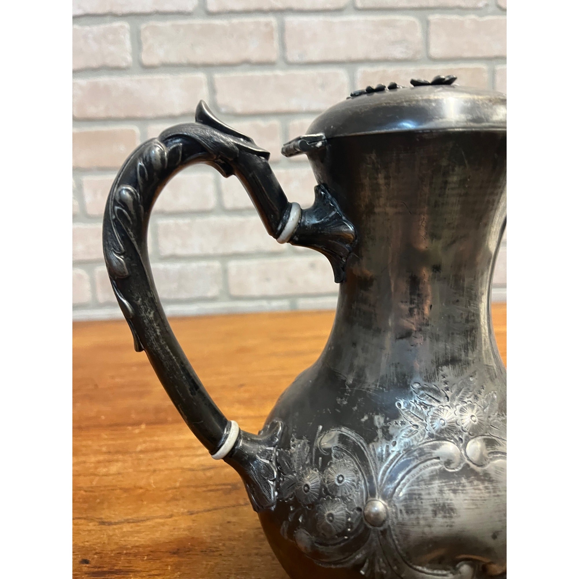 Vintage Sheffield Silver-Plated Tea Pot Water Pitcher Ornate Victorian As-Is