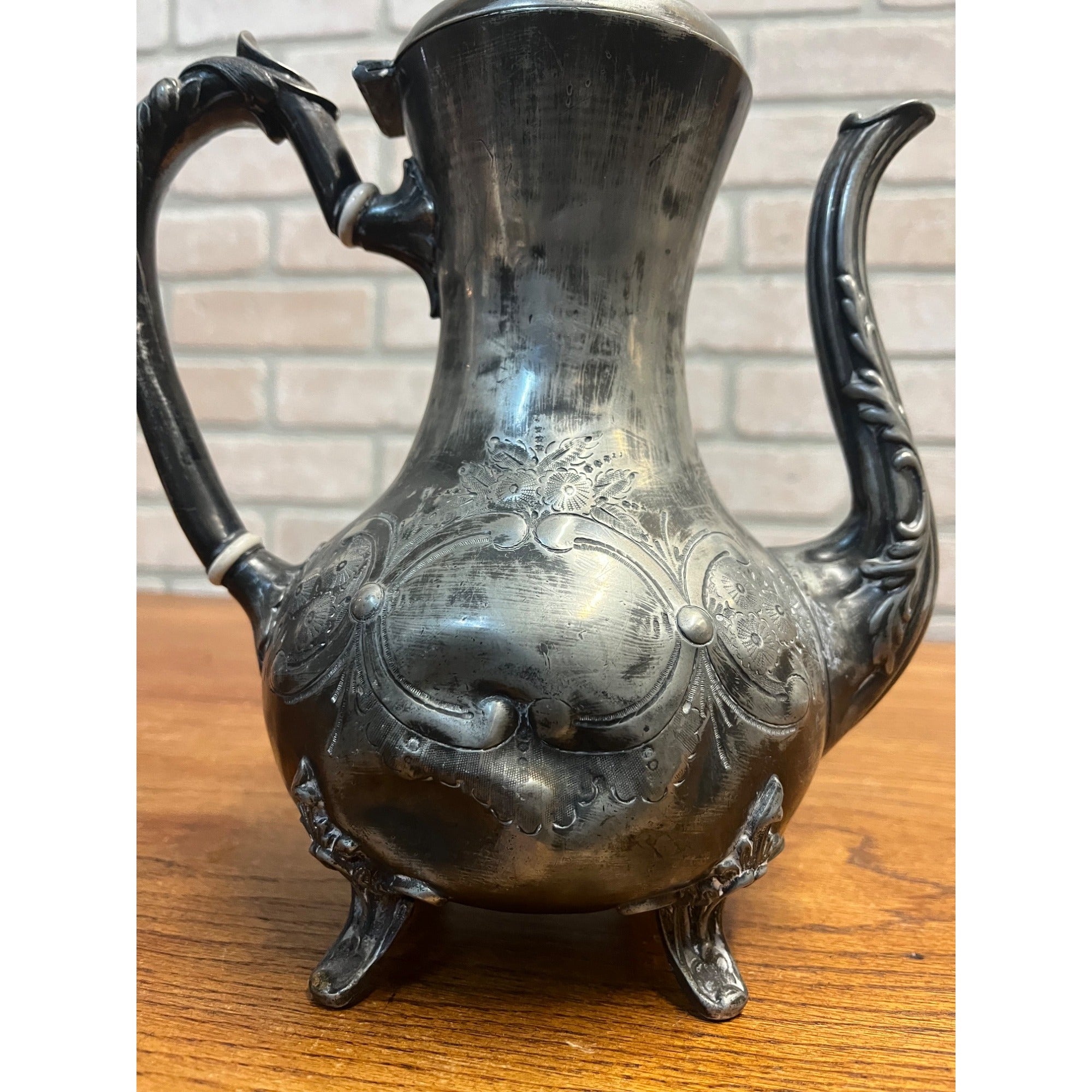Vintage Sheffield Silver-Plated Tea Pot Water Pitcher Ornate Victorian As-Is