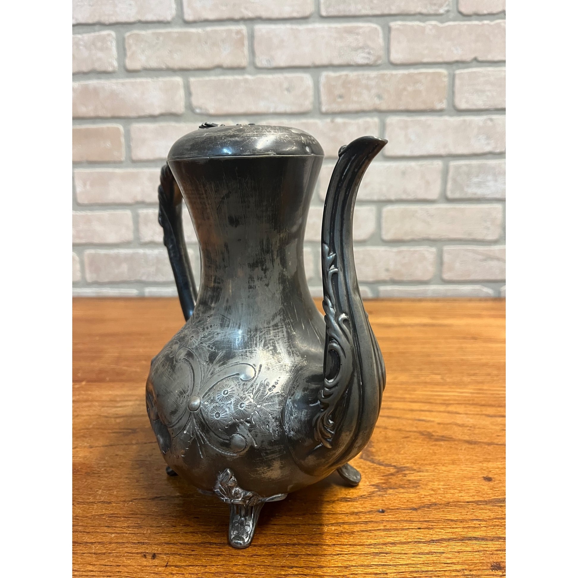 Vintage Sheffield Silver-Plated Tea Pot Water Pitcher Ornate Victorian As-Is