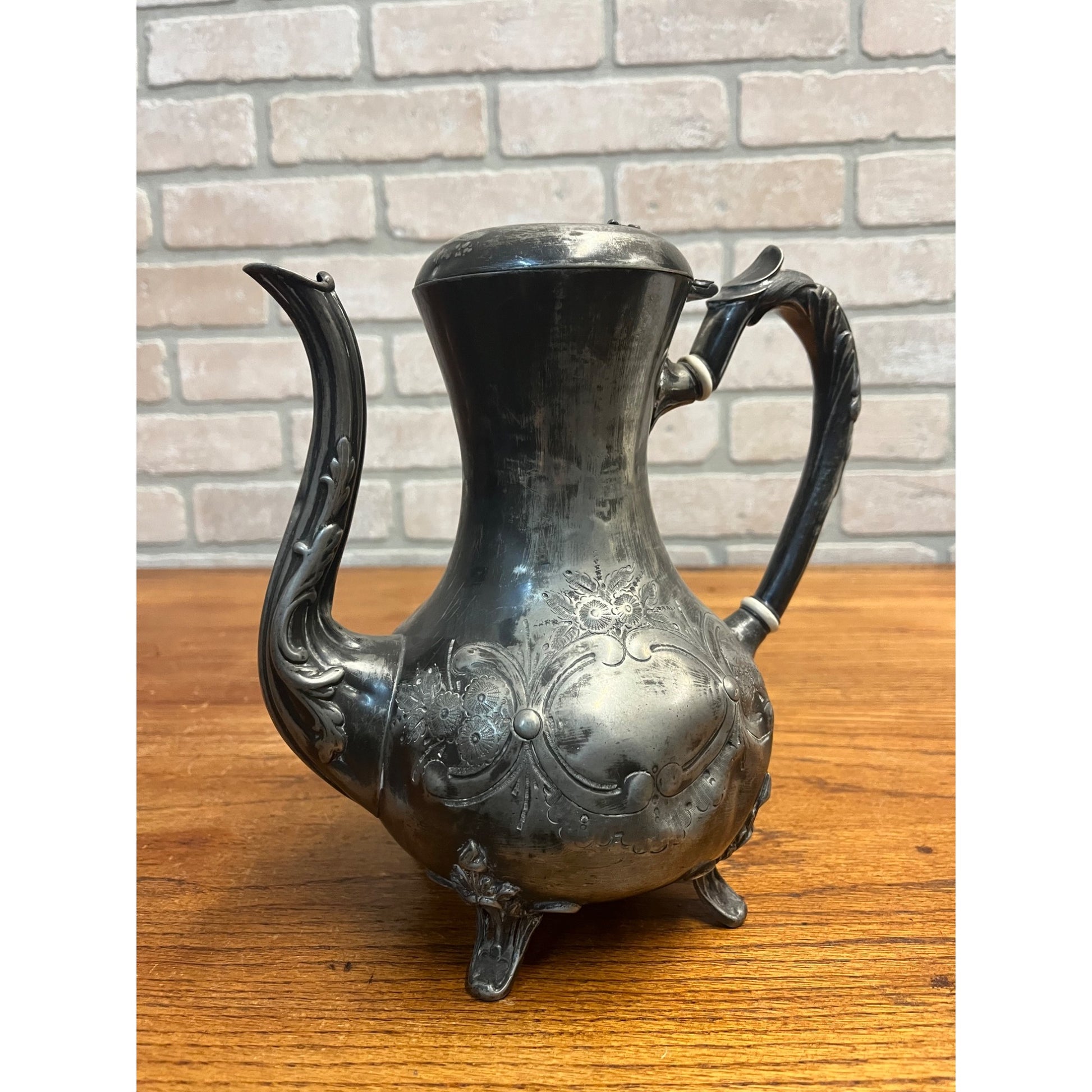 Vintage Sheffield Silver-Plated Tea Pot Water Pitcher Ornate Victorian As-Is
