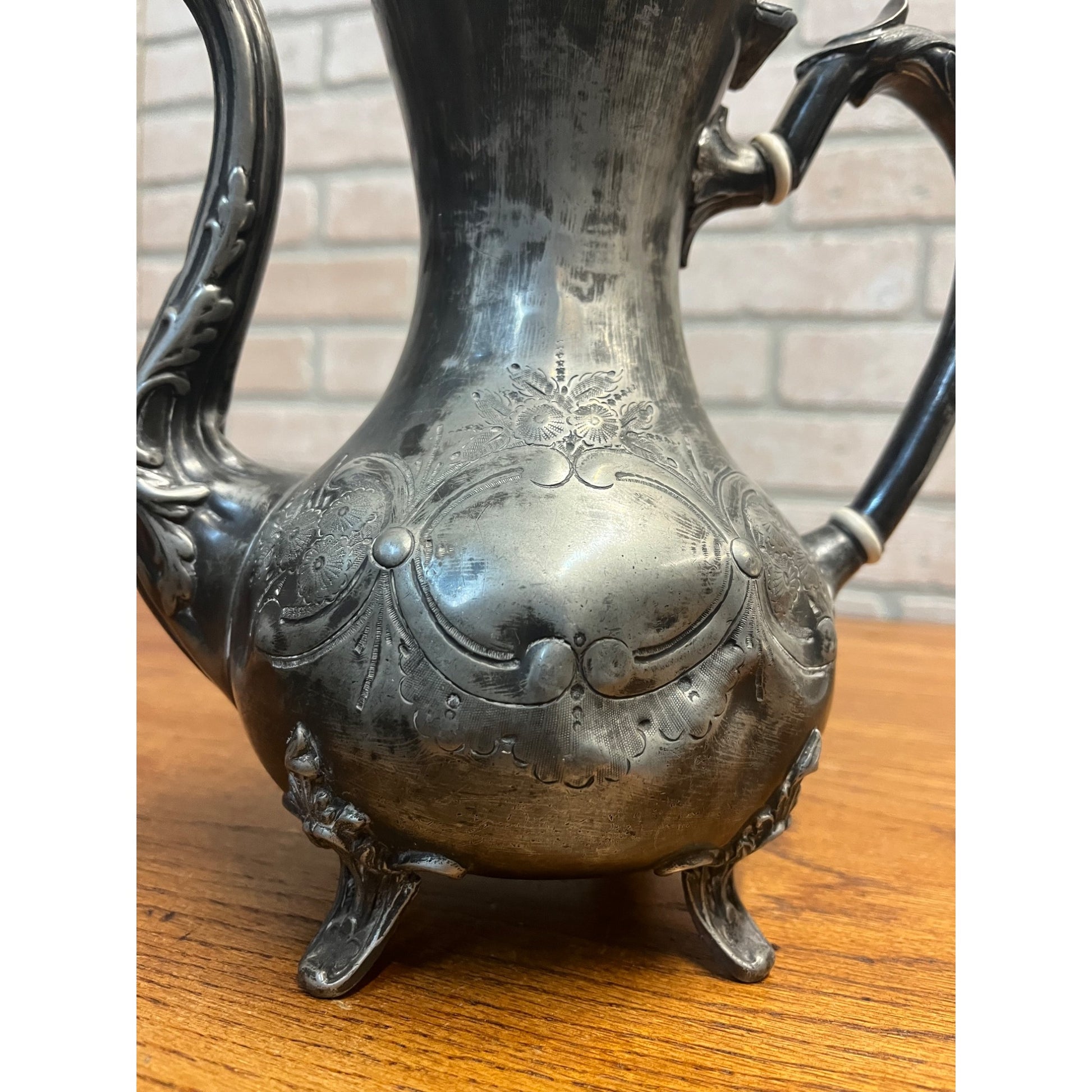 Vintage Sheffield Silver-Plated Tea Pot Water Pitcher Ornate Victorian As-Is