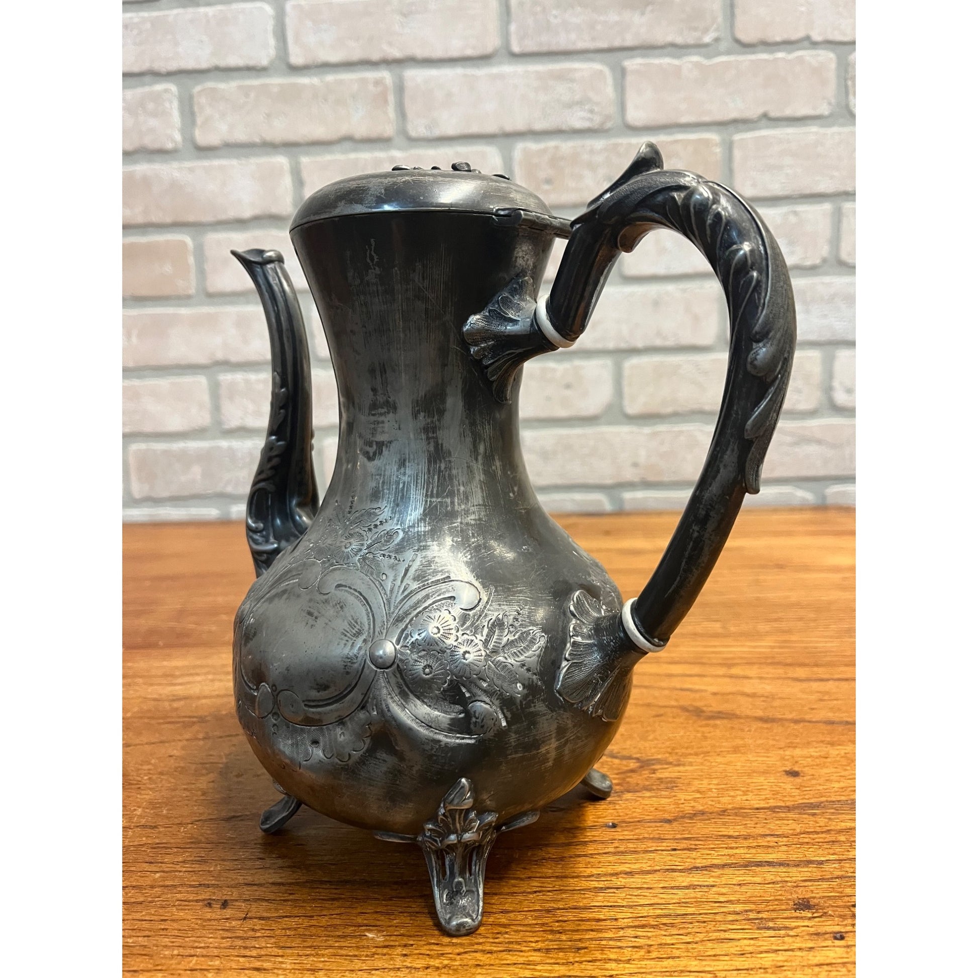 Vintage Sheffield Silver-Plated Tea Pot Water Pitcher Ornate Victorian As-Is