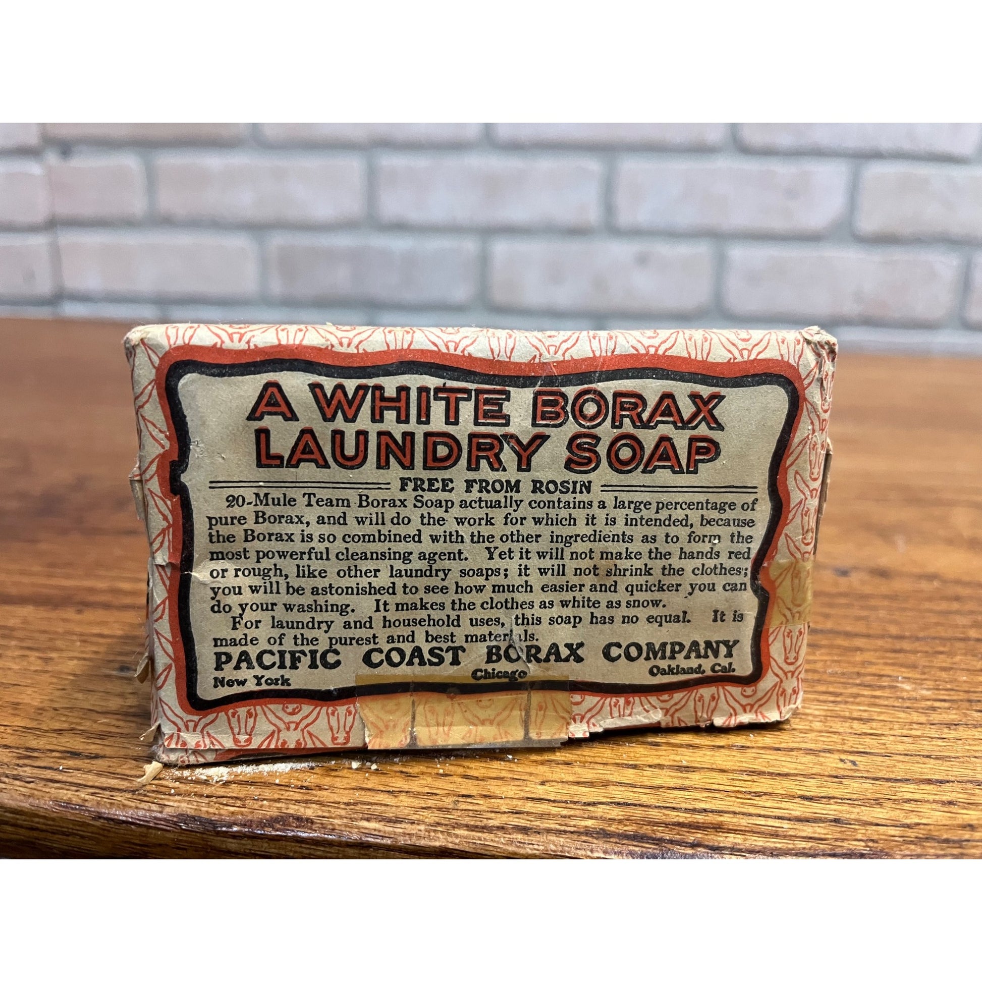 Vintage 1900's Borax 20 Mule Team Hand Soap Bar rare In Sealed Package