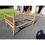 Antique 19th Century Primitive Maple Wood Spindle Rope Bed 3/4 Size