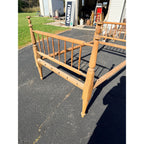 Antique 19th Century Primitive Maple Wood Spindle Rope Bed 3/4 Size