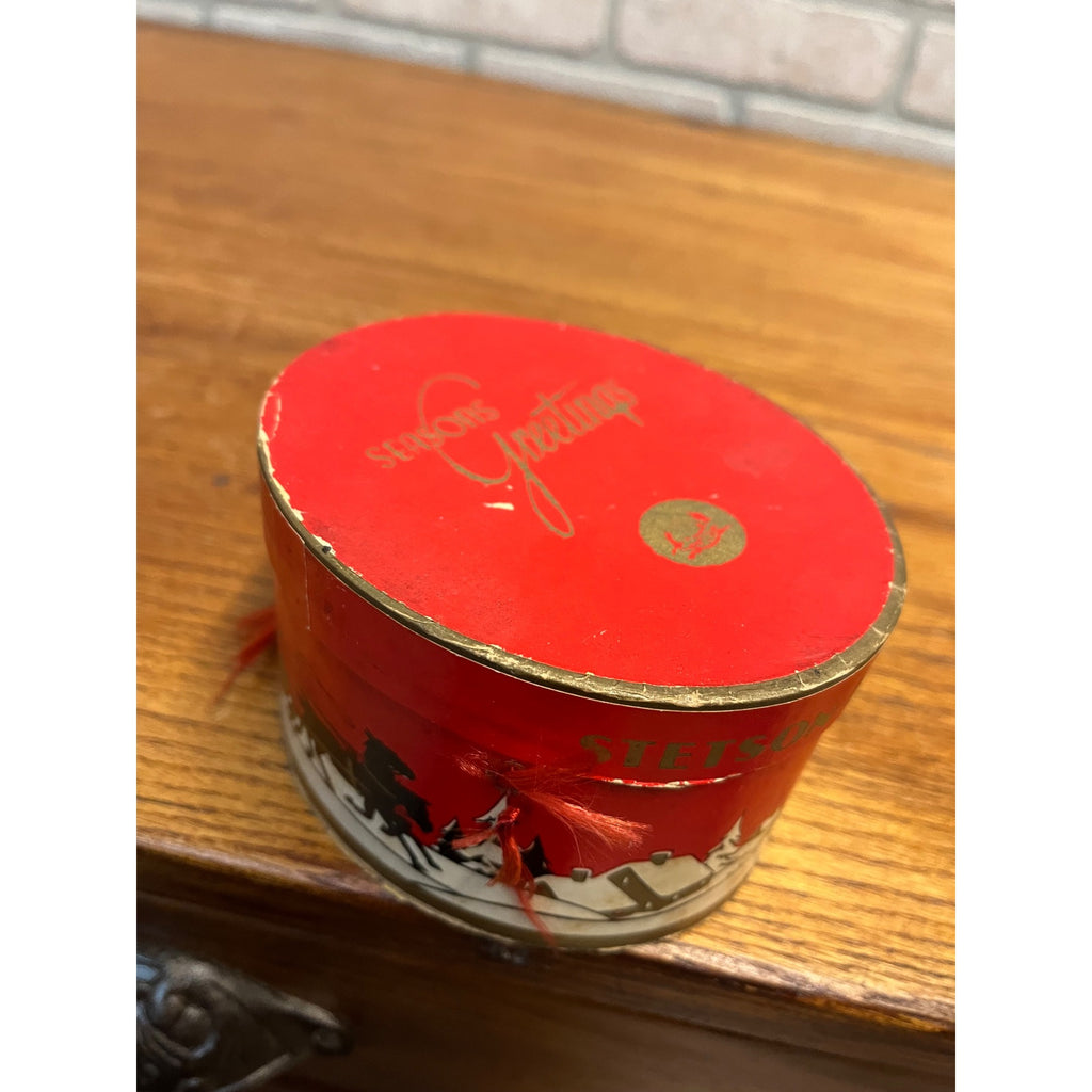 Antique Stetson Miniature Salesman Sample Hat + Christmas Scene Box