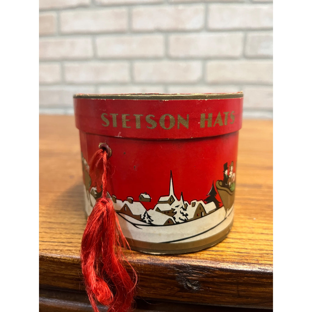Antique Stetson Miniature Salesman Sample Hat + Christmas Scene Box