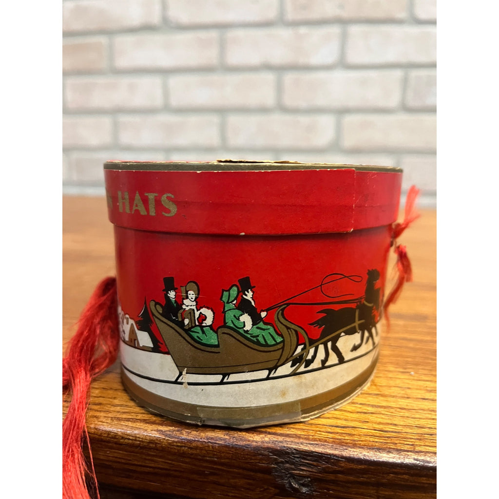 Antique Stetson Miniature Salesman Sample Hat + Christmas Scene Box