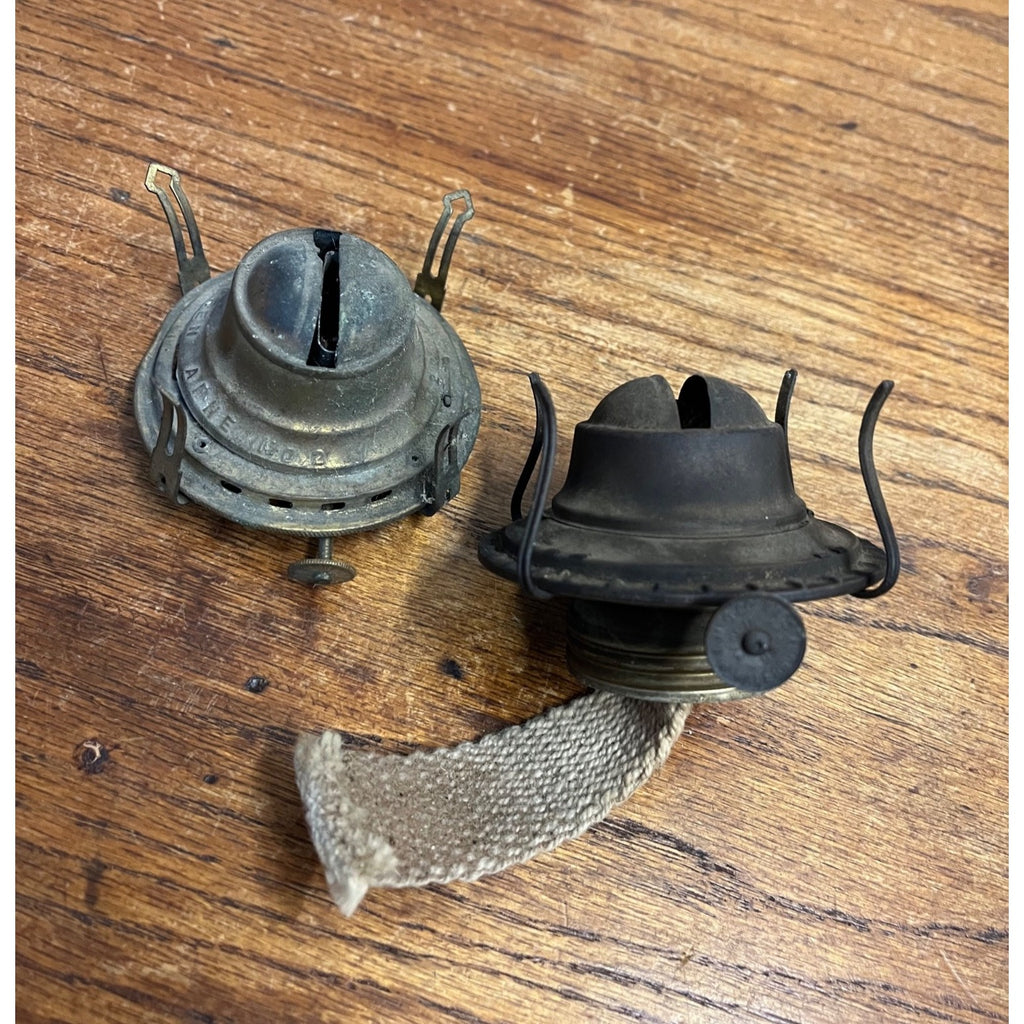 Vintage Lot (2) Kerosene Oil Lamp Burners Queen Anne No. 2 & P&A Burner