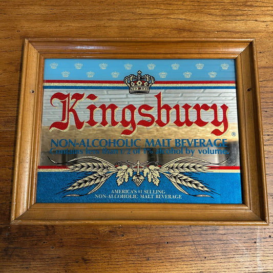 Vintage Kingsbury Beer Bar Sign Malt Beverage Non Alcoholic Mirror Wisconsin