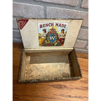 Vintage Bench Made Cigar Wooden Box Advertising Frank Weninger Illinois Chicago