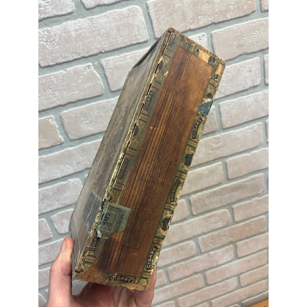 Vintage Bench Made Cigar Wooden Box Advertising Frank Weninger Illinois Chicago