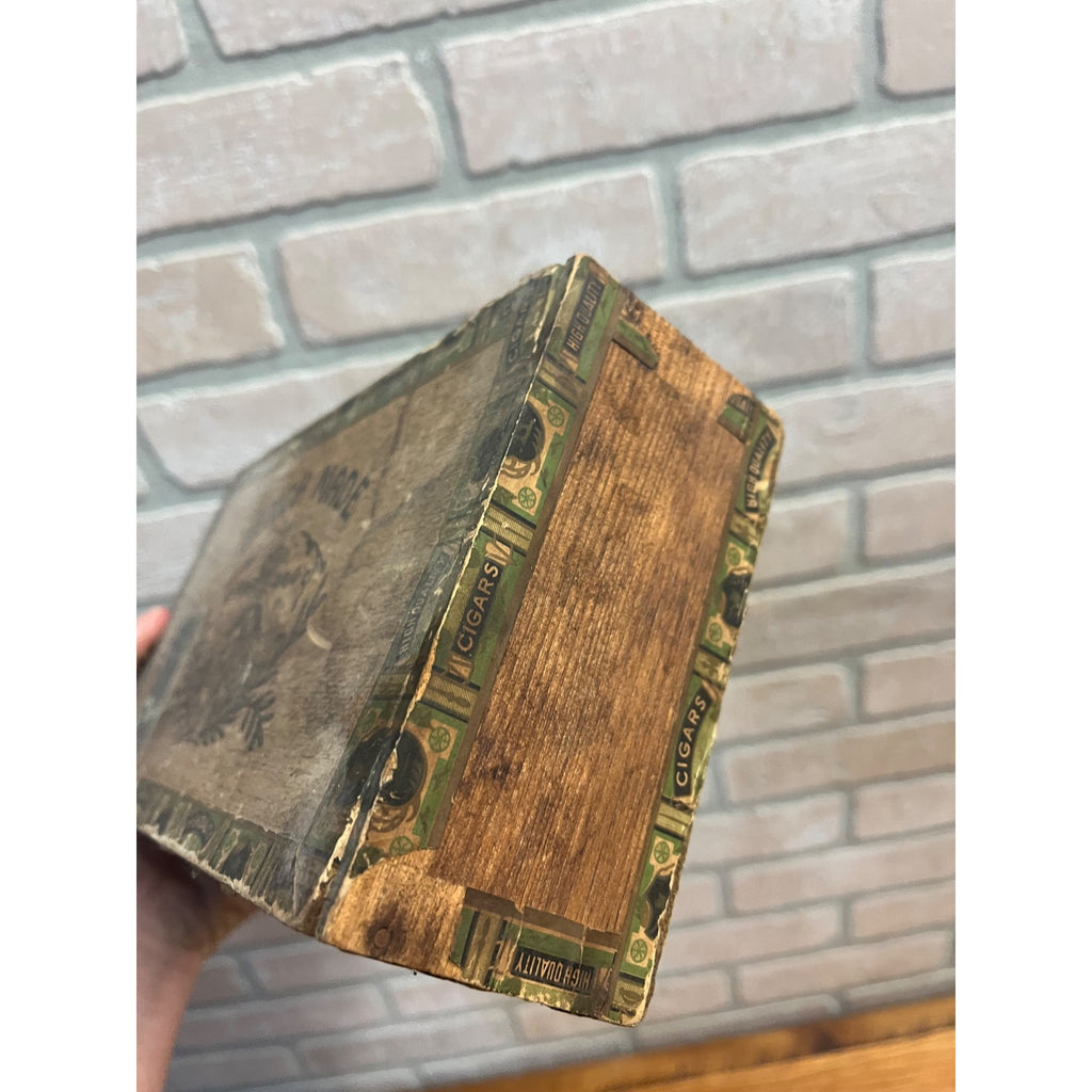 Vintage Bench Made Cigar Wooden Box Advertising Frank Weninger Illinois Chicago