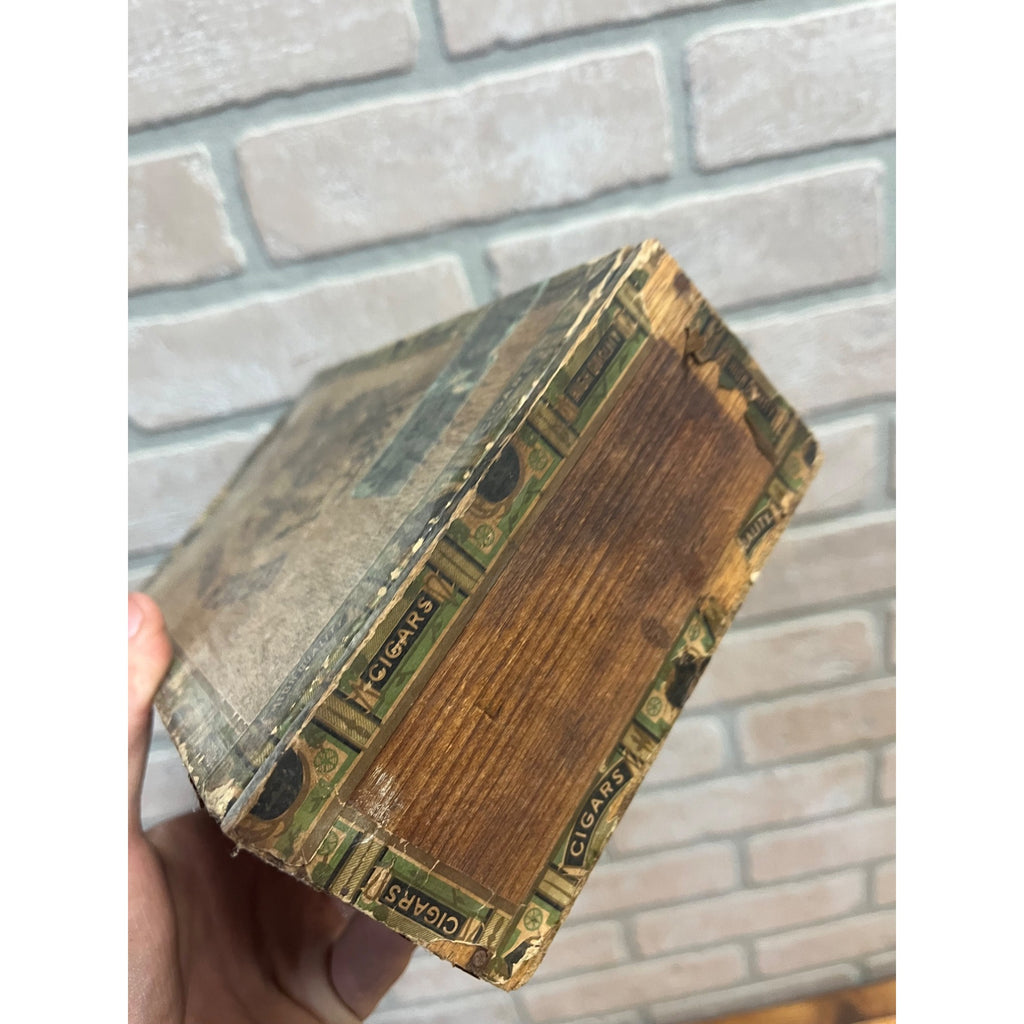 Vintage Bench Made Cigar Wooden Box Advertising Frank Weninger Illinois Chicago