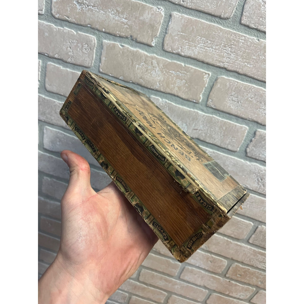 Vintage Bench Made Cigar Wooden Box Advertising Frank Weninger Illinois Chicago